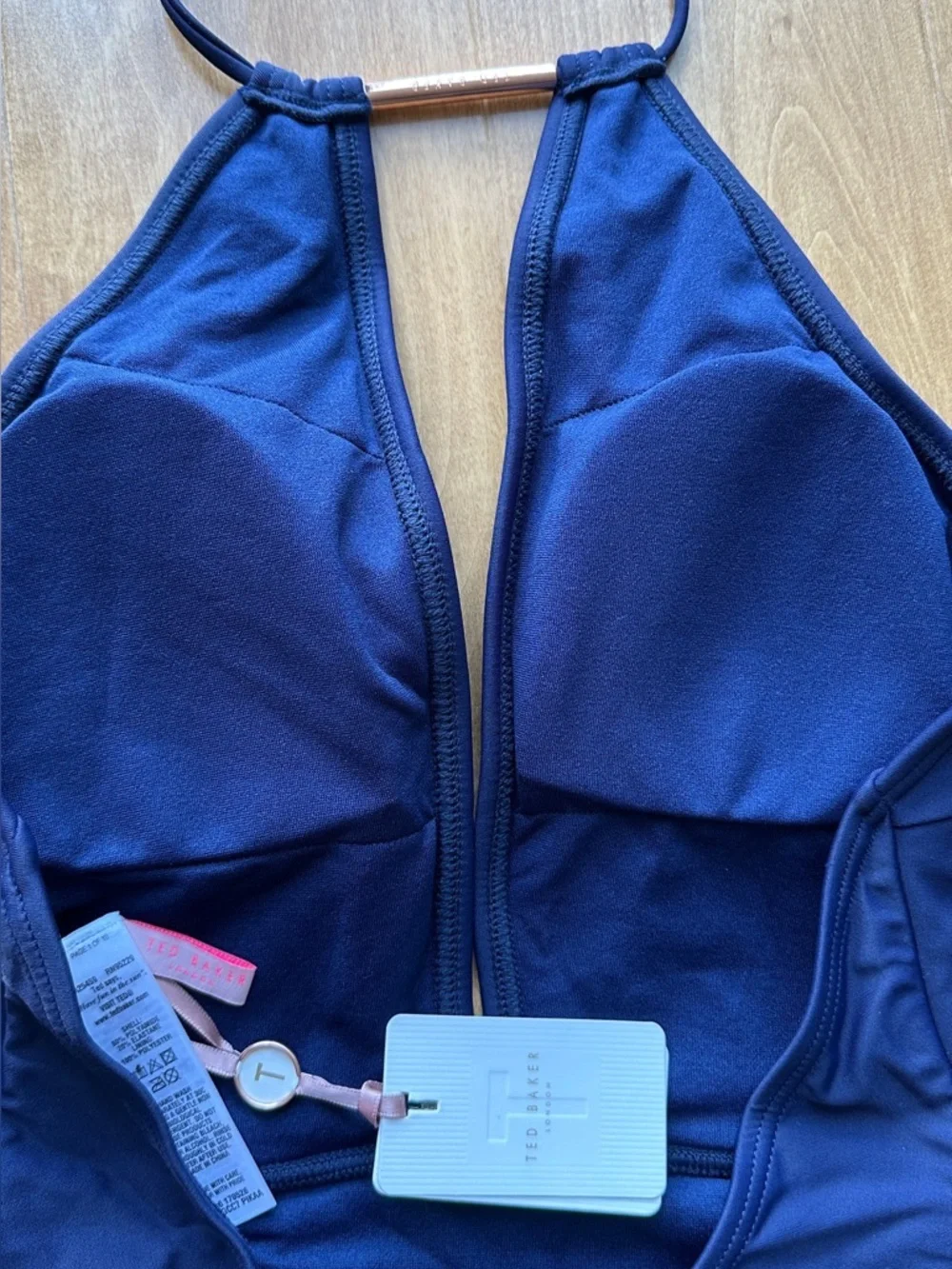 Ted Baker Halter Swimsuit Pikaa One Piece Navy Blue Bathing Suit, Size 2, NWT